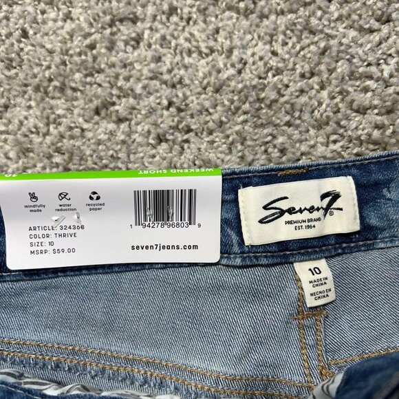 Seven7 Womens Weekend Short Floral Print Denim Size 10 Fray Hem Comfort Stretch - Picture 5 of 8